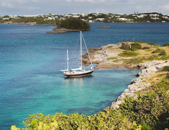 Boat off the coast