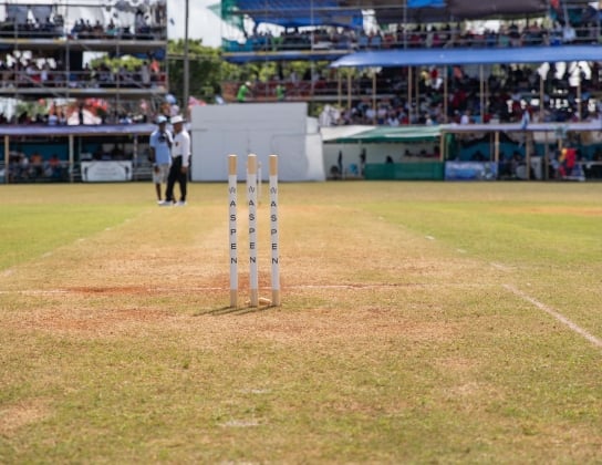 View of the stands from the pitch at Cup Match