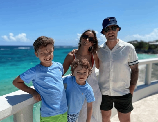 UK Celebrity Frankie Bridge with her family in Bermuda.