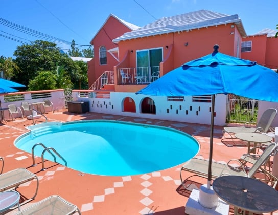 View of backyard in Dawkins Manor.