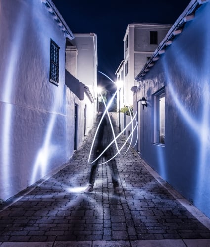 person playing with light