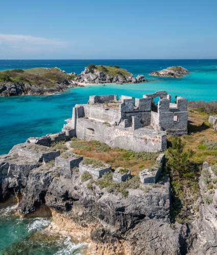 remains of a fort on coastal Bermuda