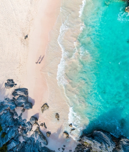 Aerial shot of Bermuda beach