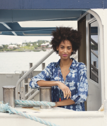 Woman on ferry in Bermuda