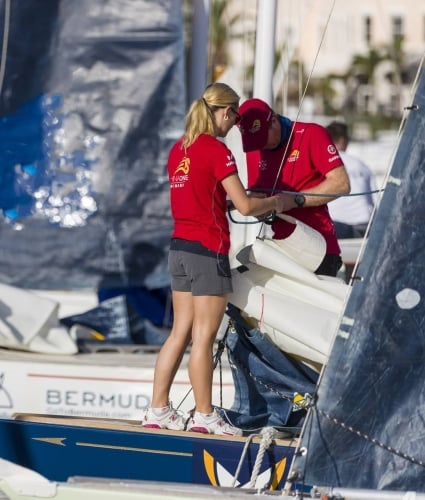 People tending to a boat