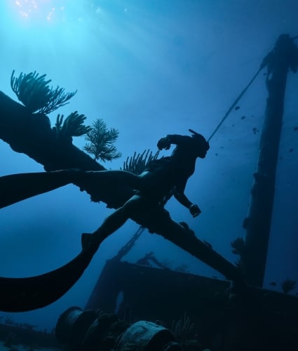 A man diving in Bermuda