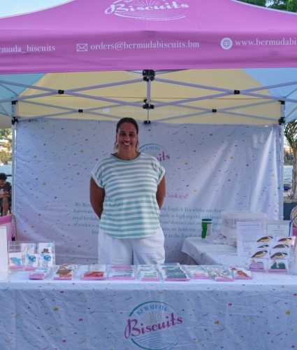 Bermuda Biscuit vendor at Harbour Nights event in Bermuda