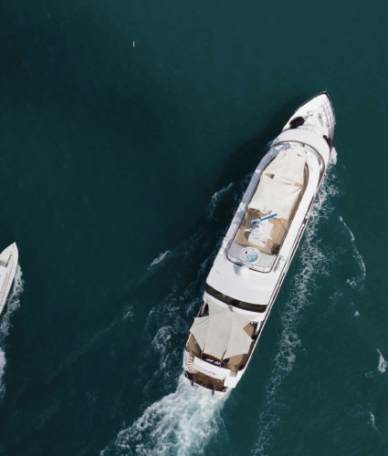 Superyacht aerial view in Bermuda