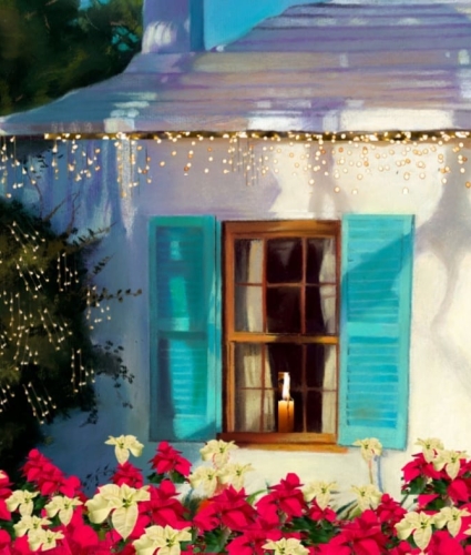 Glittering lights window display
