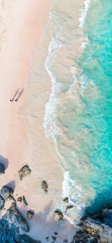 Aerial shot of Bermuda beach