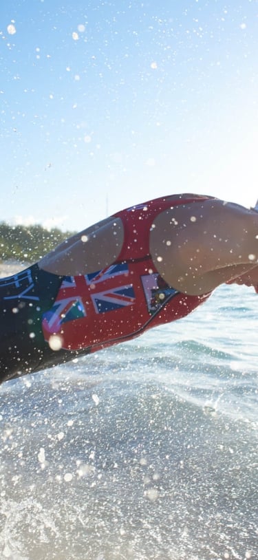 Flora Duffy taking a swim in Bermuda