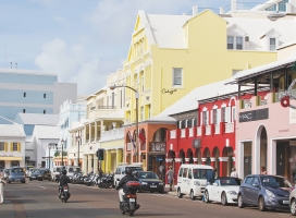 cars lining Front Street
