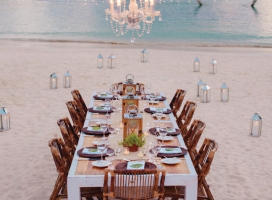 Beach wedding set-up in Bermuda