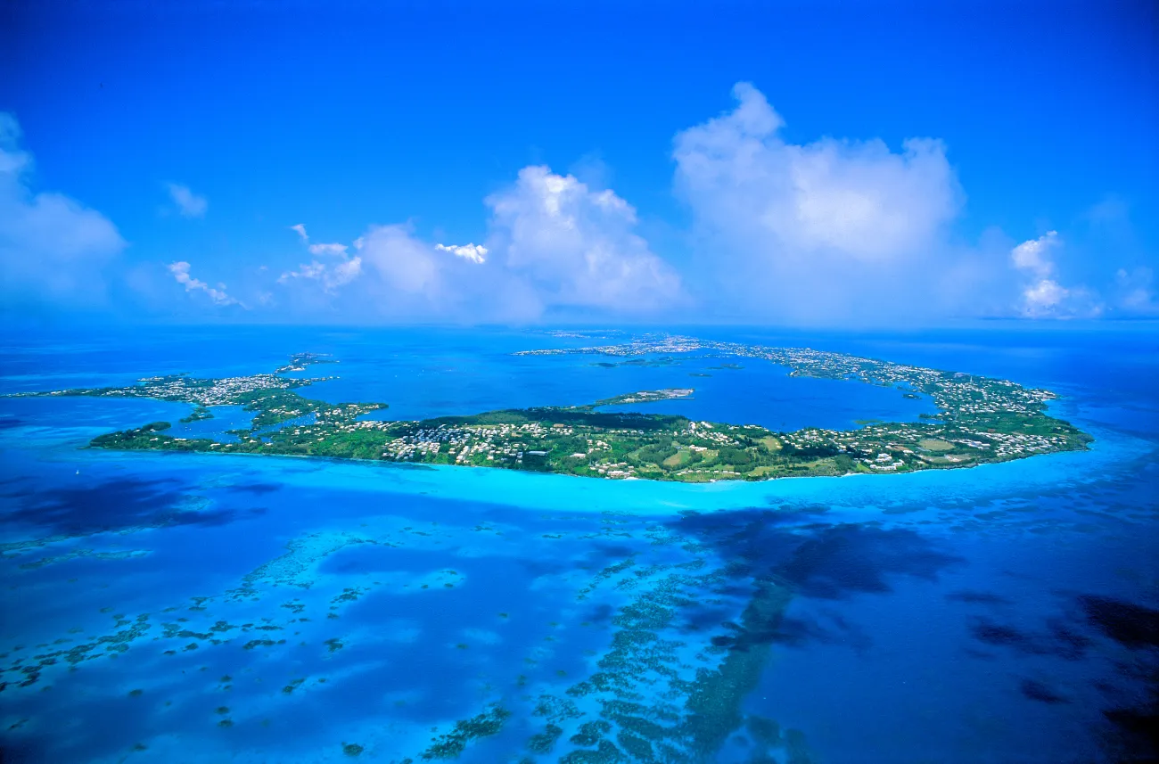 Aerial of the island of Bermuda