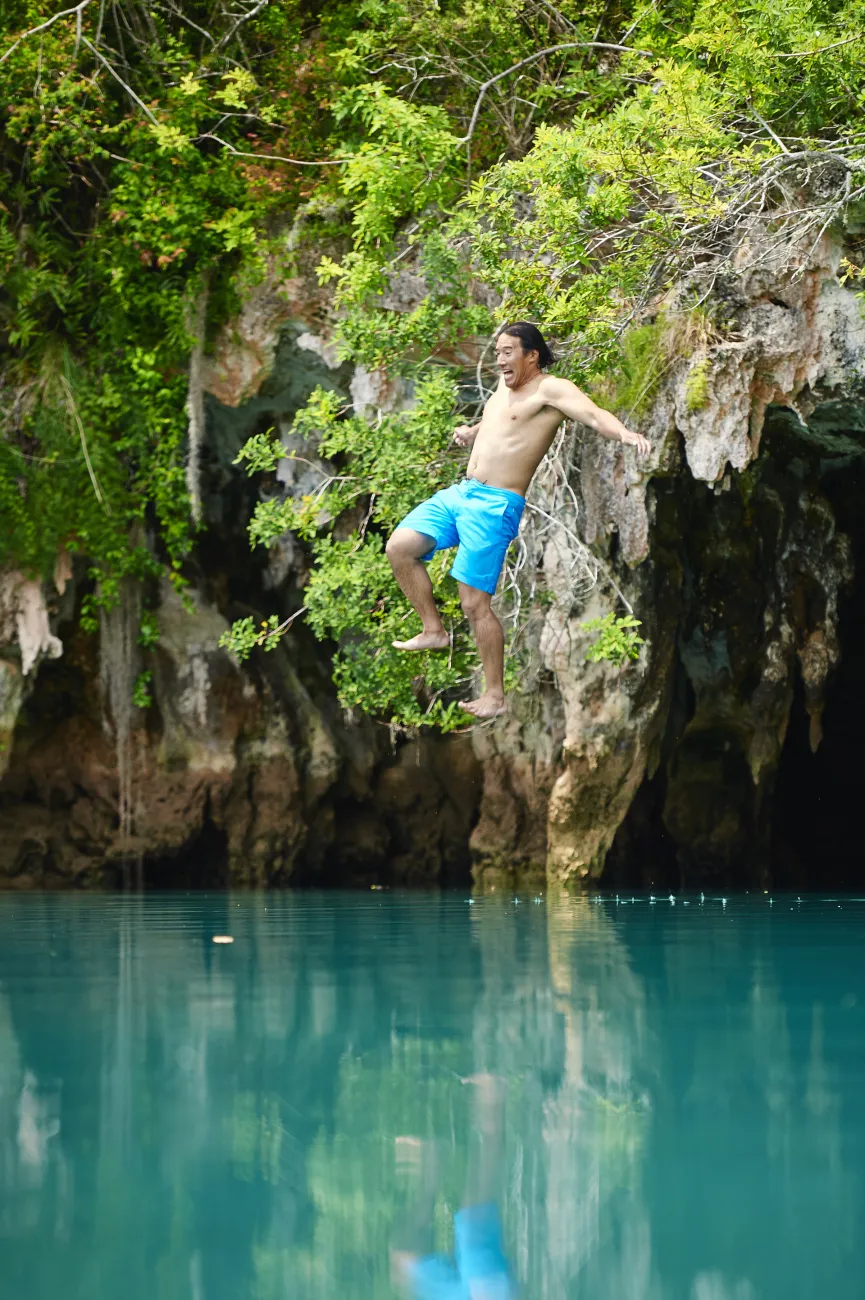 Man jumping into water