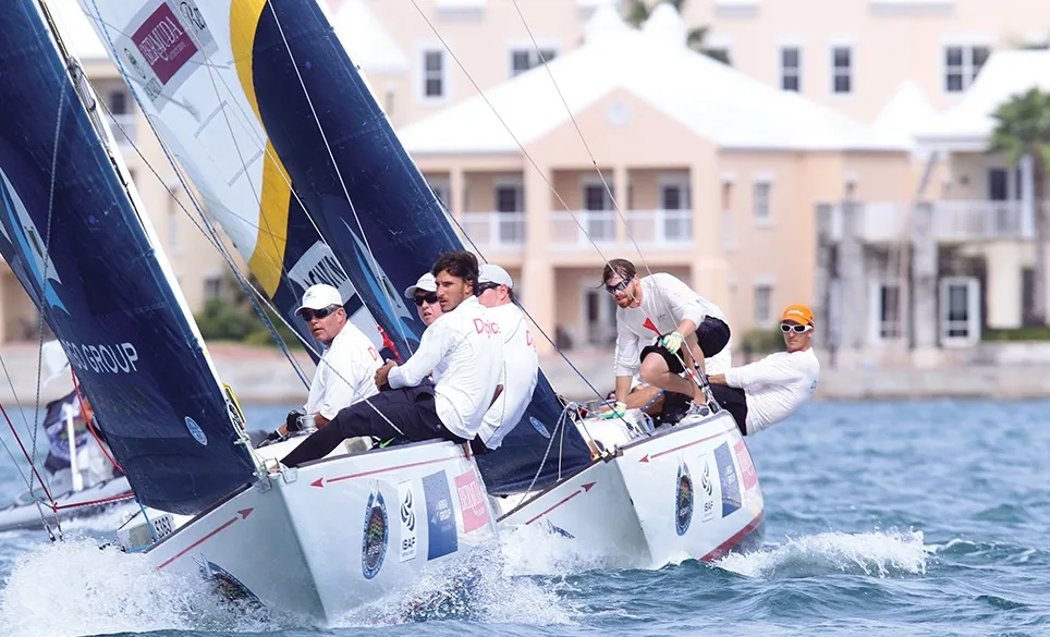 Two sail boats racing in the Argo Gold Cup