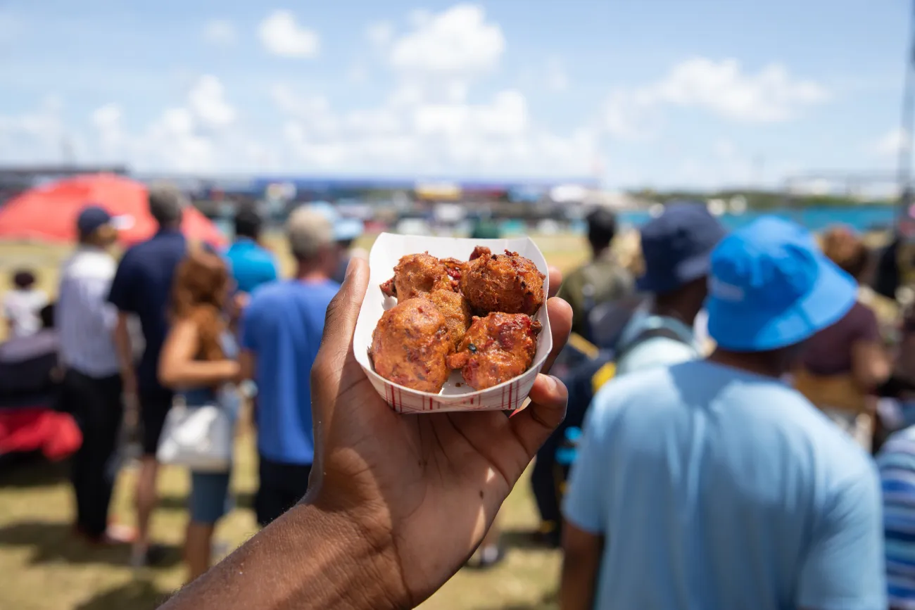 A close up of food at Cup Match