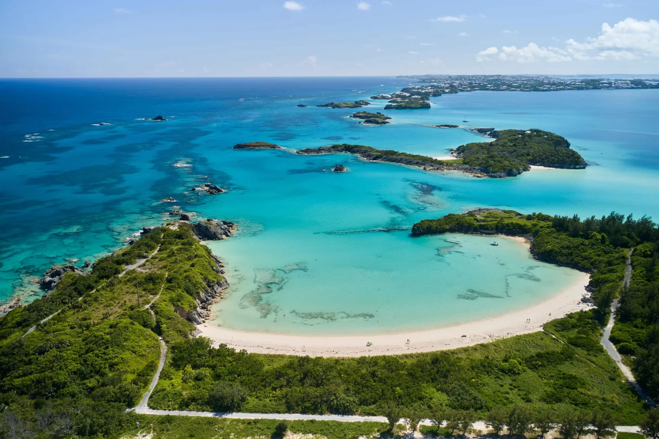 Cooper's Island beach with pristine clean beach with turquoise waters.