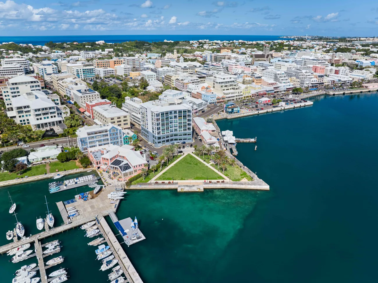 Aerial view of the Bermuda Triangle at Albouy's Point.