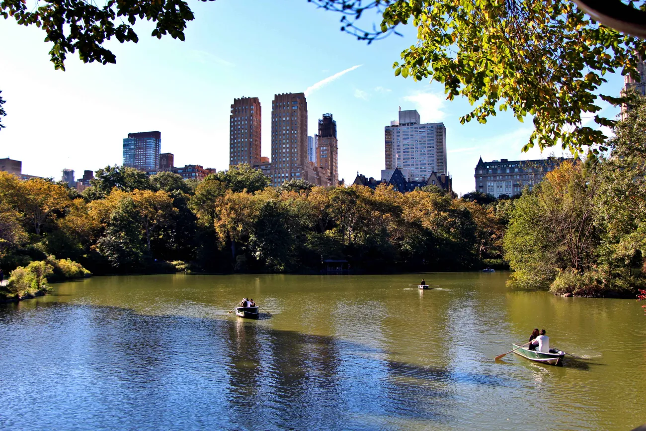 Central park with boats.
