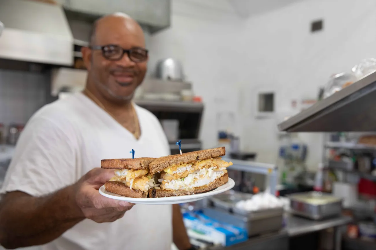 Mama Angie's classic Fish Sandiwch.