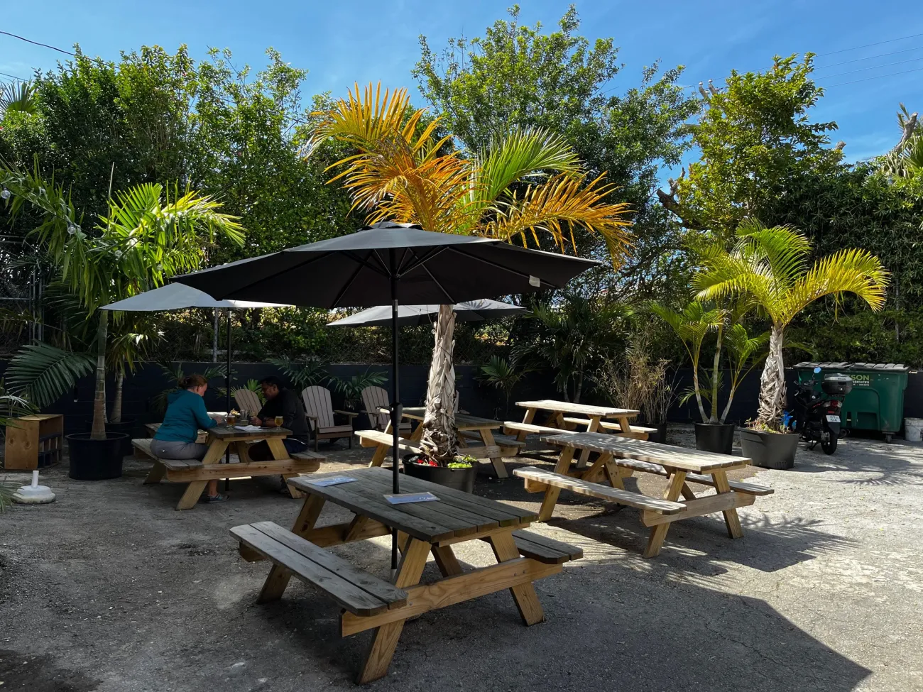 An outside view of a Brewing Company courtyard. 