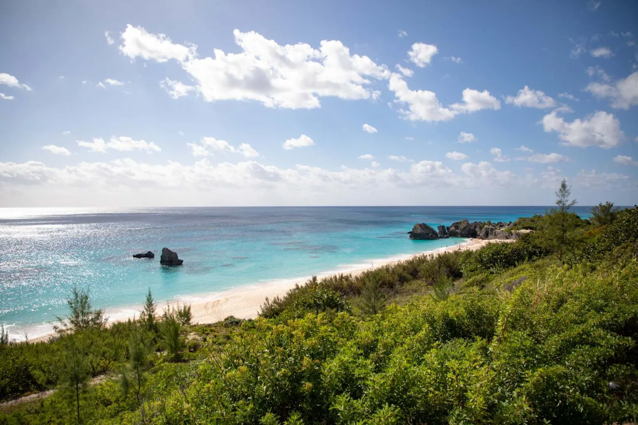 A wide angle of Bermuda's Warwick Long Beach.