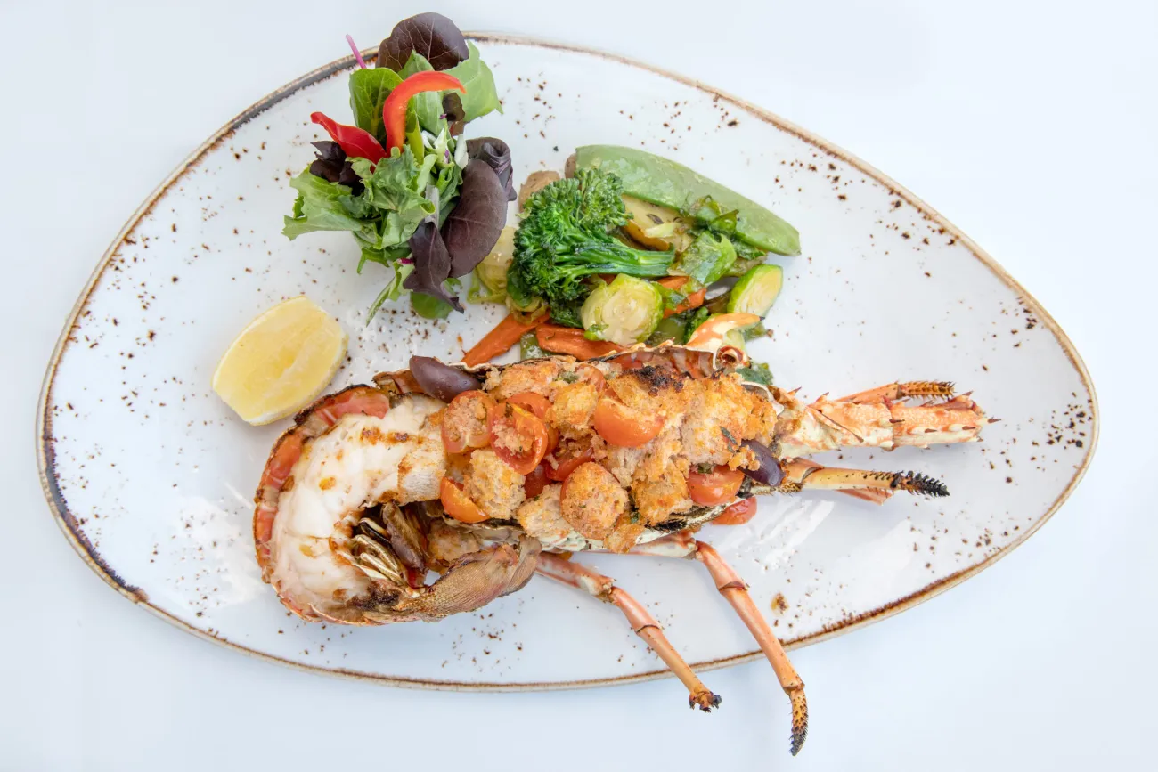 lobster dish on oval plate