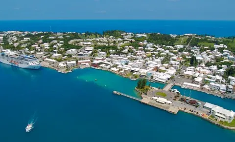 An aerial image of St. Georges Harbour