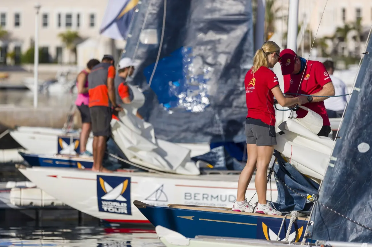 People tending to a boat
