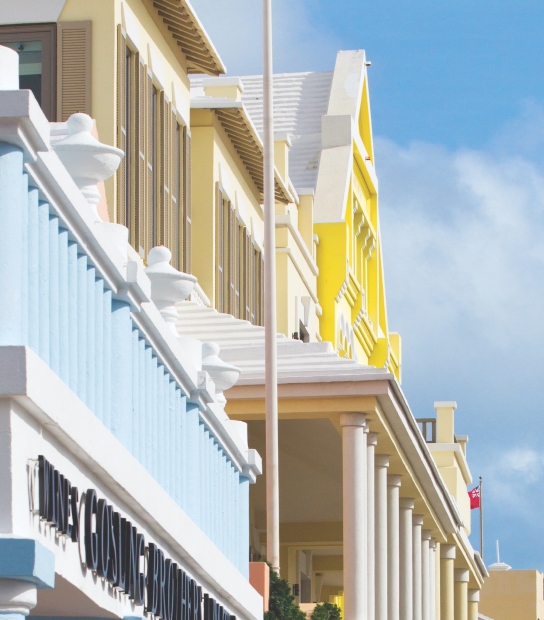 Buildings on Front Street in Bermuda