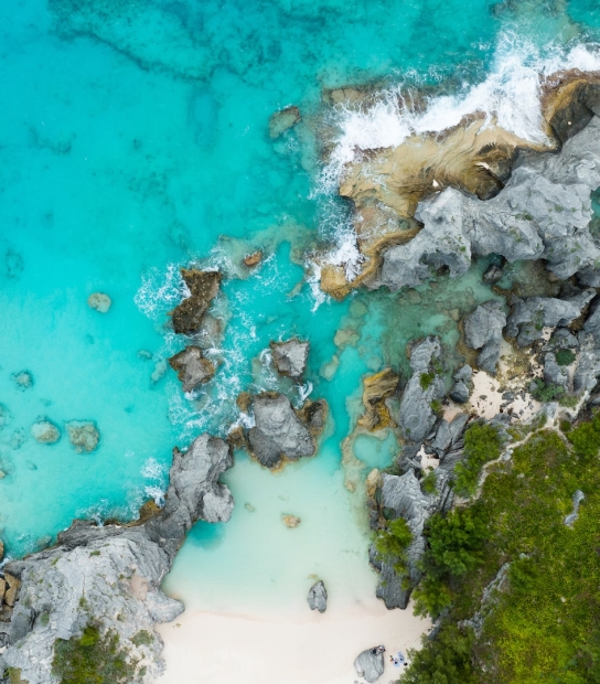 Aerial view of Bermuda beach