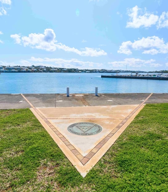 View of the tip of the Bermuda Triangle with a calm water in the background.