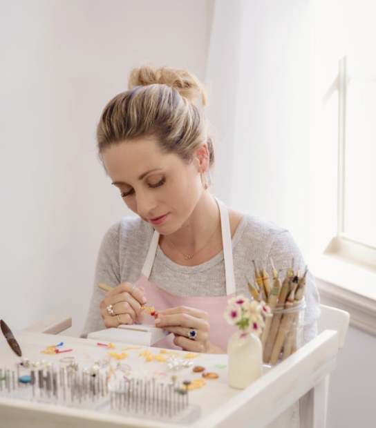 Alexandra Mosher Studio Jewellery – Alexandra At Her Bench Hand Carving A New Piece