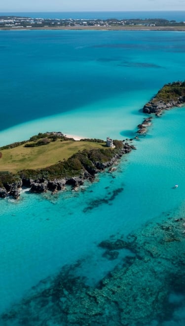 An aerial view of beautiful castle harbour.