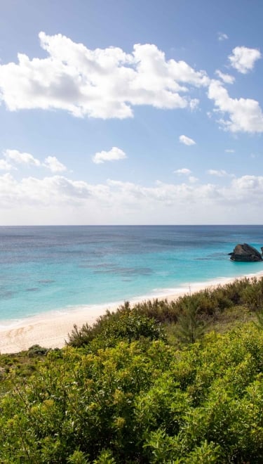 View from the roadside looking down at Warwick Long Bay 