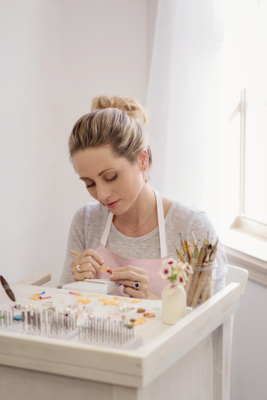 Alexandra Mosher Studio Jewellery – Alexandra At Her Bench Hand Carving A New Piece