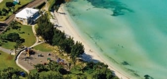 An aerial image of Shelly Bay Beach