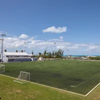 A wide view of the Clyde Best Centre of Excellence in Bermuda, a multi-field football complex