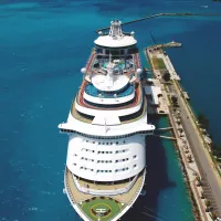 A large cruise ship docking in Bermuda